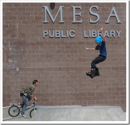 Skateboard park at the Mesa Public Library