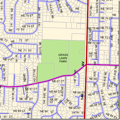 Redmond street map: Grass Lawn neighborhood