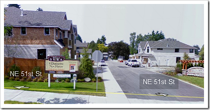 Google Street View: Houses on NE 51st St. in Redmond