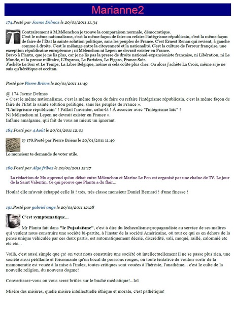 Mélenchon contra Plantu per un dessenh d'actualitat Marianne2 190111 comentaris seleccionats