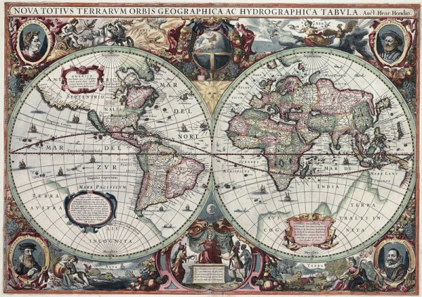 old map of the world from 1627