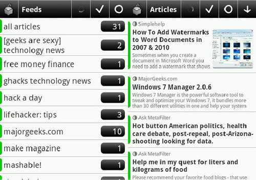 Five Best Android Newsreaders