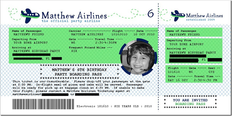 4x8 airline ticket invitation