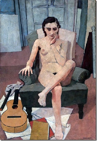 Felice Casorati - Donna seduta con chitarra 1938