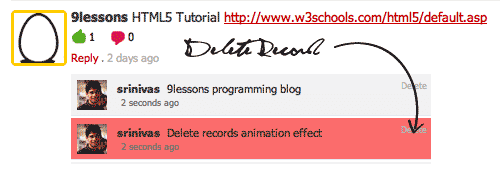 Delete Records with Color Change Effect