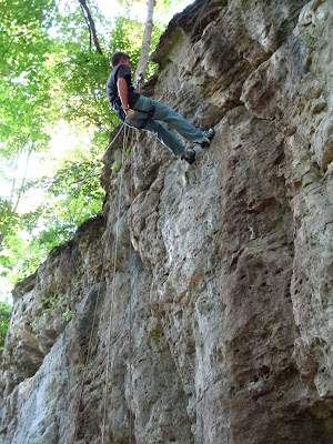 Decending a cliff edge at John Bryan