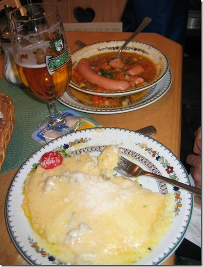 polenta, sausage and beer-Val Gardena Jan 2004