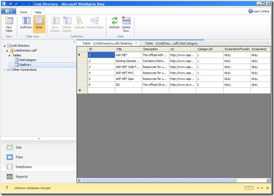 SQL Server CE en WebMatrix