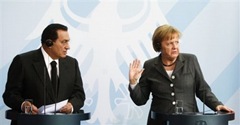 Angerla Merkel and Hosni Mubarak
