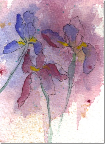 watercolor painting flowers. Garden watercolor painting