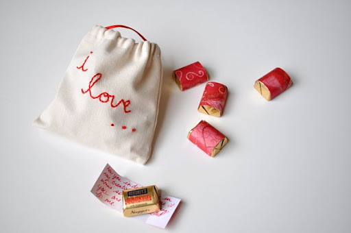 Handmade Valentine Pouch With Chocolates and Love Notes
