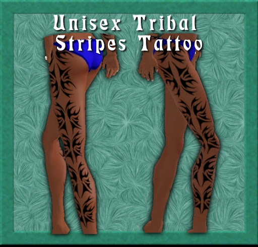 Unisex Tribal Stripes Tattoo - A tribal design tattoo along the outer edge 