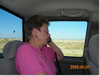 Nancy Reid on the phone... it's her birthday!!