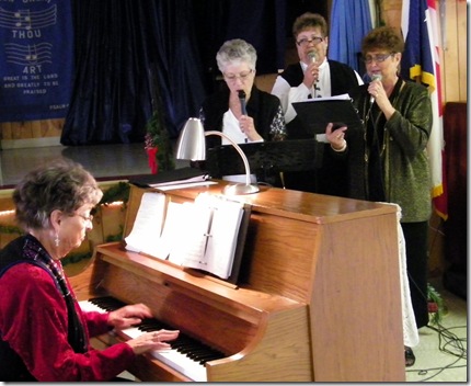 Jean, Nancy, Carol and Lyla practicing for Janet Graham's memorial service