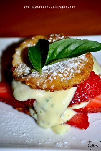 Strawberry spinach basil mille feuill
