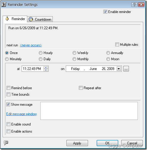 Timeleft - Add reminder