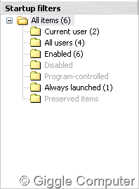 Chameleon Startup Manager - Startup filters