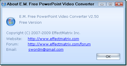 E.M Free PowerPoint Video Converter - About
