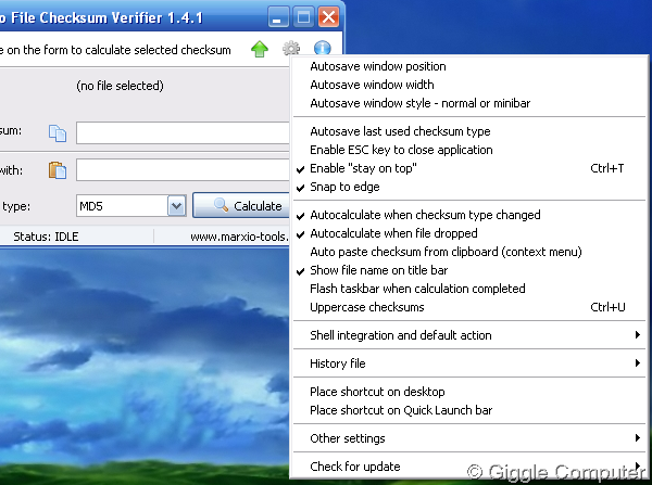 Marxio File Checksum Verifier - Settings