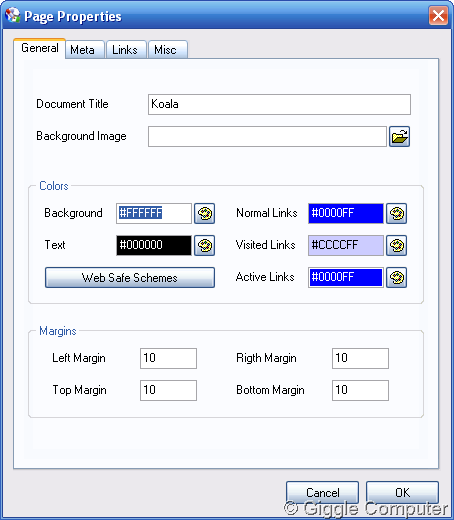 Page Properties
