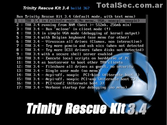 Trinity Rescue Kit: Tutorial para eliminar la contraseña de administrador  en Windows