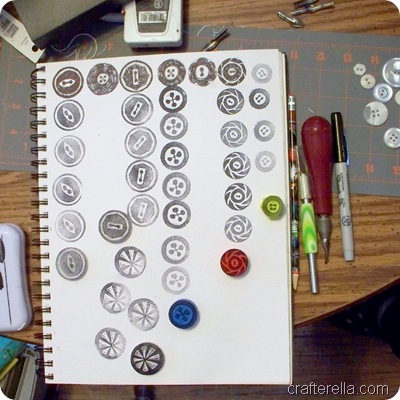 eraser stamps, buttons