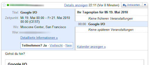 Google Mail: Einladungen