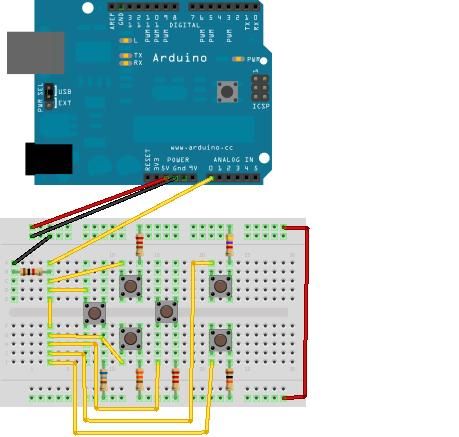 Multiple Buttons on 1 analog pin