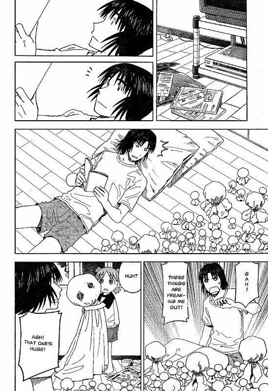 Yotsuba&! Chapter 33: Yotsuba & Sunny Skies page 2 - Teru teru bōzu became popular during the Edo period among urban dwellers[2], whose children would make them the day before the good weather was desired and chant Fine-weather priest, please let the weather be good tomorrow - WIKIPEDIA