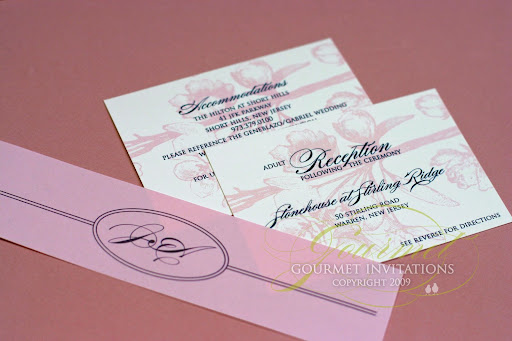  and accommodations card were both designed with a pink cherry blossom