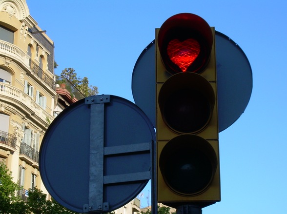 semáforo en corazón-rojo, Barcelona