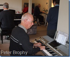 Peter Brophy (foreground), Jim Nicholson on Clavinova and Skip Eade on Tyros 3 having a jam session.
