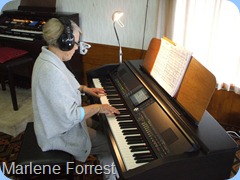Marlene Forrest working-up some songs to check the compatibility of the Clavinova with her Clavinova at home.