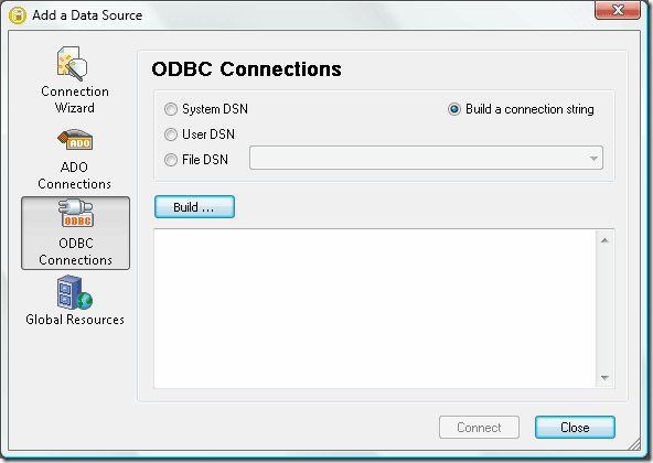 DatabaseSpy ODBC Connection Dialog