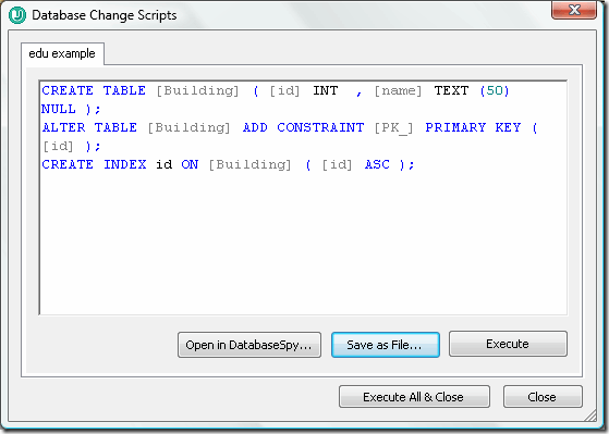 UModel Database Change Script