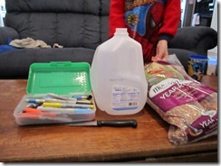 supplies for milk carton bird feeder