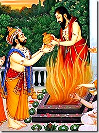 Dashratha receiving the payasam