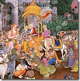 Krishna leaving Vrindavana