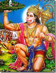 Hanuman executing devotional service