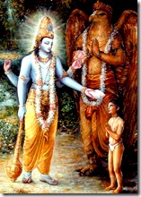 Dhruva blessed by Vishnu  