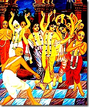 Lord Chaitanya and associates chanting Hare Krishna