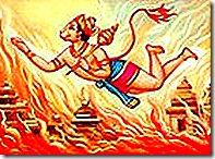 Hanuman destroying Lanka
