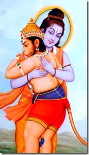 Lord Rama hugging Hanuman