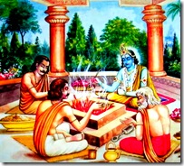 Lord Krishna performing sacrifices
