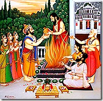 King Dasharatha performing a sacrifice