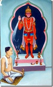 Tulsidas worshiping Hanuman