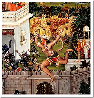 Hanuman laying waste to Lanka