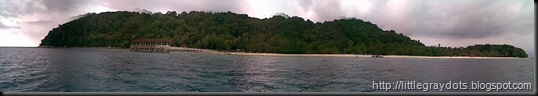 A panorama view of the island from the boat