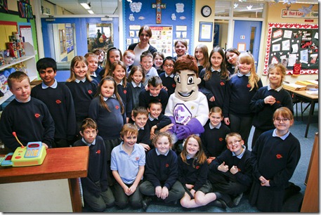 Census man visiting St. Mary's RC Primary School, Crewe - Year 5 and 6 pupils