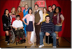 GLEE: An uplifting series with biting humor that follows an optimistic high school teacher as he tries to refuel his own passion while reinventing the high school&#x26;#x2019;s glee club and challenging a group of outcasts to realize their star potential. A special preview following AMERICAN IDOL will air Tuesday, May 19 (9:00-10:00 PM ET/PT) on FOX. The show will then premiere in the fall (date to be announced.)  Pictured back row L-R: Jenna Ushkowitz, Dianna Agron,  Jessalyn Gilsig, Jane Lynch, Mark Salling, Chris Colfer and Amber Riley. Front row L-R: Kevin McHale, Lea Michele, Matthew Morrison, Jayma Mays and Cory Monteith. &#x26;#xa9;2008 Fox Broadcasting Co. CR: Joe Viles/FOX